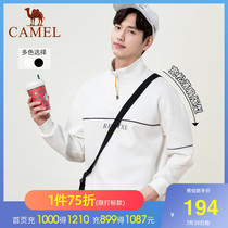 Camel mens stand-up collar letter loose sweater mens tide ins Port wind 2021 spring sports casual top