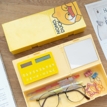 Online Red Rotary Folding Pen Box Elementary School Students Large Capacity Multifunction Pencil Case Calculator Standing Ox Oil Fruit Pen Holder