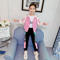 Girl set 2021 autumn new childrens foreign style Fashion Net Red Girl in the big Children Spring and Autumn sports two-piece set