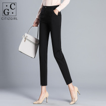 CG suit pants womens 2021 spring and summer new slim slim black professional small feet casual nine-point pants tide 976