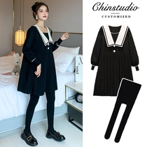 Pregnant woman one-piece dress for autumn and winter clothing with 2022 new fashion suit Two sets of pregnant women sweaters skirt blouses