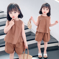 Female childrens sports suit foreign skirt girls baby clothes fashion childrens summer childrens two-piece skirt