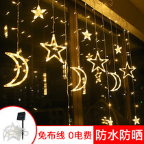 Cross-border explosion-style solar star moon lamp Curtain lamp Star lamp Moon companion star lamp Moon hug star lamp colorful light string Amazon