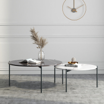 Nordic minimalist rock board round coffee table combination Small apartment living room household modern simple Marble light luxury coffee table