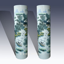 Jingdezhen hand-painted Jiangnan landscape artistic conception Floor-to-ceiling large vase Fashion living room furnishings Floor-to-ceiling large vase