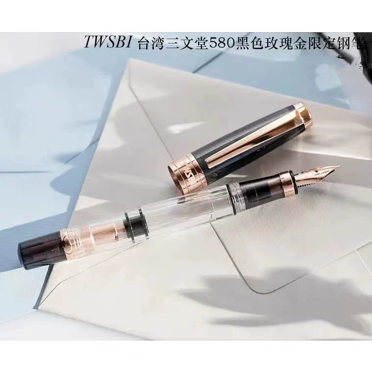Пишущая ручка Huatian Pen Shop Sanwentang Pen 580 Прозрачная черная розовая золотая ручка женская каллиграфическая ручка поршневая Сделано в Тайване