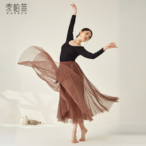 Ancient style dance practice dress female classical dance skirt elegant rhyme Chinese dance costume dance dress wide leg long skirt gauze dress