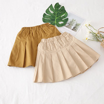 Girls fashion khaki pleated skirt British College kindergarten performance Joker school uniform apricot half skirt