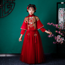 Girls Chinese style super-thick ancient style Chinese New Year Hanfu dress childrens costume long sleeve Tang suit winter