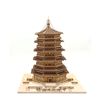 Liao Dynasty Should County Wooden Tower Manual Assembly Tenon And Mortise Model Sakata Microminiature House Craft Gift Pendulum of Chen Shiu