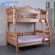 The whole wood children's bed in this room is a bed The bunk bed is high and low bed