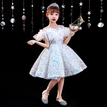 Girls dress high-end piano playing clothes summer flower children birthday princess dress children little girl host foreign atmosphere