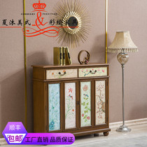 American painted solid wood doing old spring summer and autumn winter 2 m folding door shoe cabinet with drawer Xuan closing cabinet partition dining side cabinet