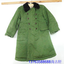 Military fan collection clothing film and TV props nostalgic emancipation style 75 years yellow green sheepskin big coat anti-chilling suit