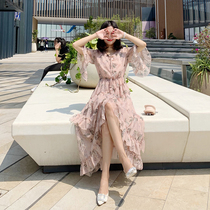  Special off-code clearance 2021 new womens summer chiffon floral temperament thin fairy super fairy forest long skirt