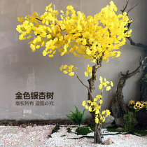 Large Golden simulation ginkgo tree wishing tree yellow wedding restaurant hotel interior decoration fake landscape props tree