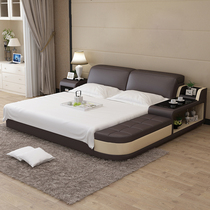 Love to enjoy the leather bed master bedroom tatami bed double 2 meters Villa soft bag bed modern luxury luxury bed
