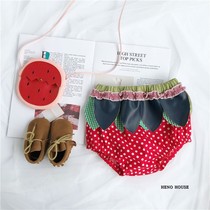 ins burst summer cute girls three-dimensional leaf leggings female baby red strawberry shorts bag fart pants