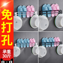 Bathroom slipper rack Wall hanging free hole household toilet toilet shoe rack Space aluminum wall hanging slipper hook