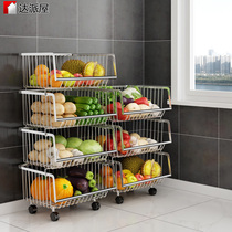 304 Stainless Steel Vegetable Storage Shelf Kitchen Storage Basket Floor Multi-Layer Pot Shelf Fruit Storage Vegetable Basket Shelf