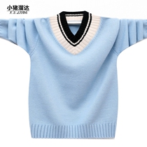Off-code clearance boys sweater autumn new pullover V-neck childrens clothing thickened cardigan warm base sweater
