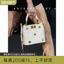 Calf Leather MagigelROMAN Rivet Bucket Carry-on Satchel Bag In Hand