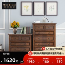  Solid wood American country three-bucket four-bucket chest of drawers storage cabinet Entrance cabinet low side cabinet Bedroom chest of drawers storage