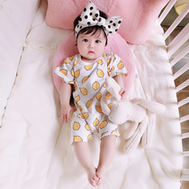 Poison small white childrens clothing baby jumpsuit summer newborn clothes thin shirt female baby triangle ha clothes climbing clothes
