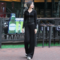 2021 spring and summer new fashion hooded sweater high waist pants two-piece female casual running sports slim suit tide