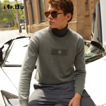 Mr Bu pure cotton long sleeve knit mens 2021 autumn winter new letters embroidered thin sweater blouse male KT01378