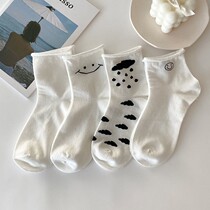 White socks womens mid-tube socks ins tide summer thin Korean cute cos long tube net red Lolita piles of socks