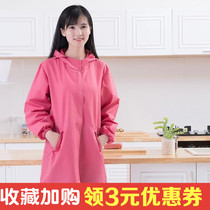 Kitchen cooking anti-fume clothes with hat sleeves apron full body household protective clothing female cooking waterproof simple