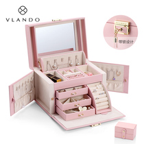 Jewelry box Large capacity high-grade household European jewelry hand jewelry Multi-layer lock storage box Bracelet Earrings Necklace