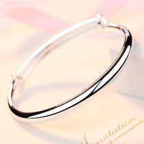 Jin Liufu S999 sterling silver bracelet female simple solid glossy foot silver bracelet to send girlfriend mother silver jewelry gift