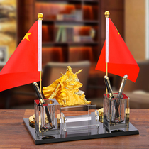 Office Desktop Creative decorations National Flag Crystal Party Flag Flags Swing room Five Star Red Flag Pendulum Pieces Pen Holder desk Decorative Pendulum
