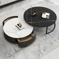 Round Marble Face Tea A Few Light Lavish Modern Nordic Minimalist Black Rockboard Table Living Room Home TV Cabinet Composition