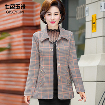 2019 spring and autumn new thin ladies Plaid small suit jacket middle-aged mother popular short small suit tide