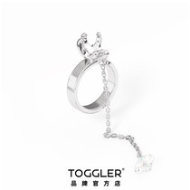 TOGGLER diamond drop series personality ins original design sense couple opening adjustment sterling silver ring