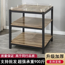 Supermarket Pile Head Shelving Edible Oil Promotion Desk Thickened Steel Wood Triple Layer Drinks Gift rack Milk Ground Staccato