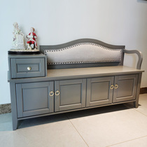 Solid wood changing shoes stool Home doorway entry light extravagant wearing shoes stool available in shoes cabinet In door multifunction backrest storage stool