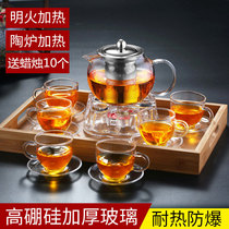Thickened glass teapot heat-resistant high temperature large explosion-proof tea maker household filter tea set electric cooking flower teapot set