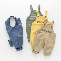 Baby strap pants Spring and Autumn Festival Open stall 1-3 years old female baby jumpsuit cotton foreign boy trousers casual