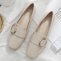 Chao brand 2021 new single shoes women Bean shoes British style one pedal small leather shoes women evening shoes flat lofford shoes