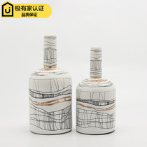 Modern new Chinese light and luxurious marble grain ceramic vase pendulum for sale in the living-room book room Tabletop Flower Inserts