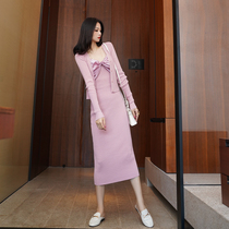 2021 new womens early autumn clothing fashion Net red temperament small fragrant wind Goddess Van jumpsuit skirt two-piece suit