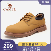 Camel Mens Shoes 2021 Spring and Autumn Leather Fit Shoes Mens Fashion Comfortable Joker Low Helping Shoes British Style Rhubarb Shoes