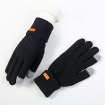 Mobile phone can touch screen mens winter touch screen gloves plus velvet outdoor warm knitted cycling knitted wool gloves