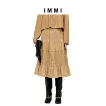 (Designer brand IMMI)Camel paper cotton Pleated A-line skirt 192SK007X