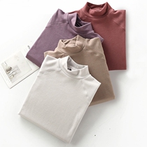 Duvet semi-high collar thermal underwear Female thickened with no marks and no marks in undershirt autumn clothes with winter double-sided thin velvet constant temperature