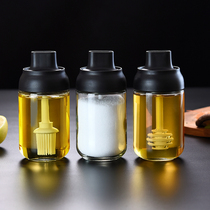 Moisture-proof seasoning box glass household sealed seasoning bottle jar salt pot kitchen sugar monosodium glutamate bottle can brush oil pot set